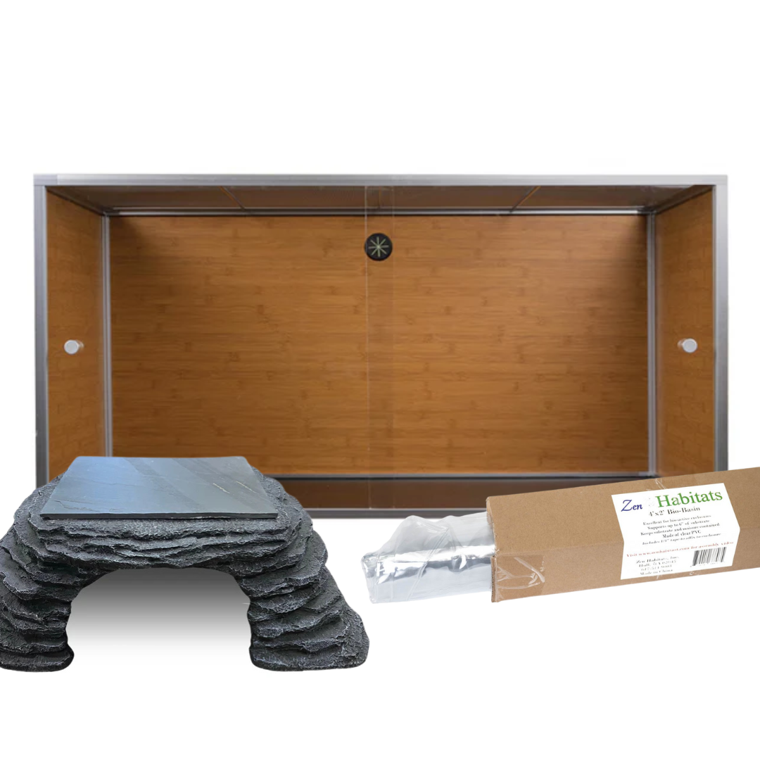 Naturalistic/Bio-Active Bundle: 4'x2'x2' Reptile Enclosure + Bio-Basin + Zen Cave